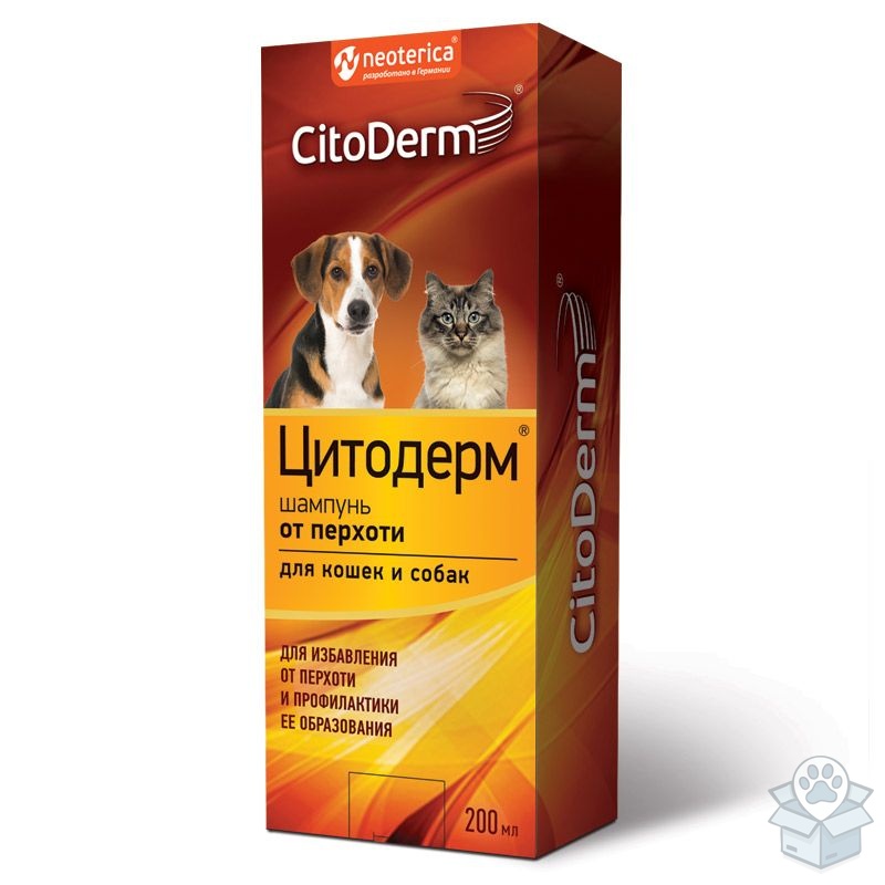 Экопром: CitoDerm Цитодерм шампунь, от перхоти, для кошек и собак, 200 мл