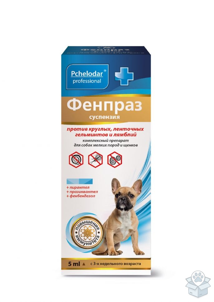 АГРОБИОПРОМ: Пчелодар, Фенпраз, суспензия для щенков и собак мелких пород, 5 мл
