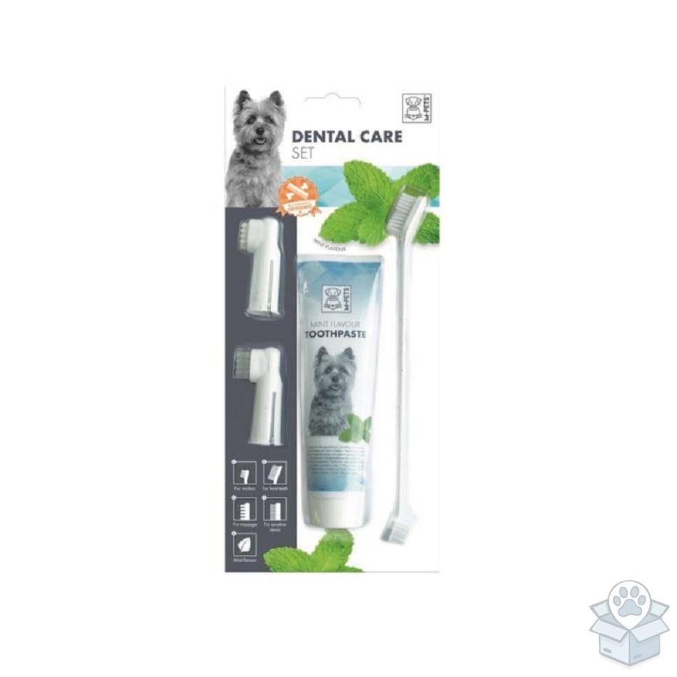 Набор MPets для ухода за зубами собак: паста, щётка, напалечники