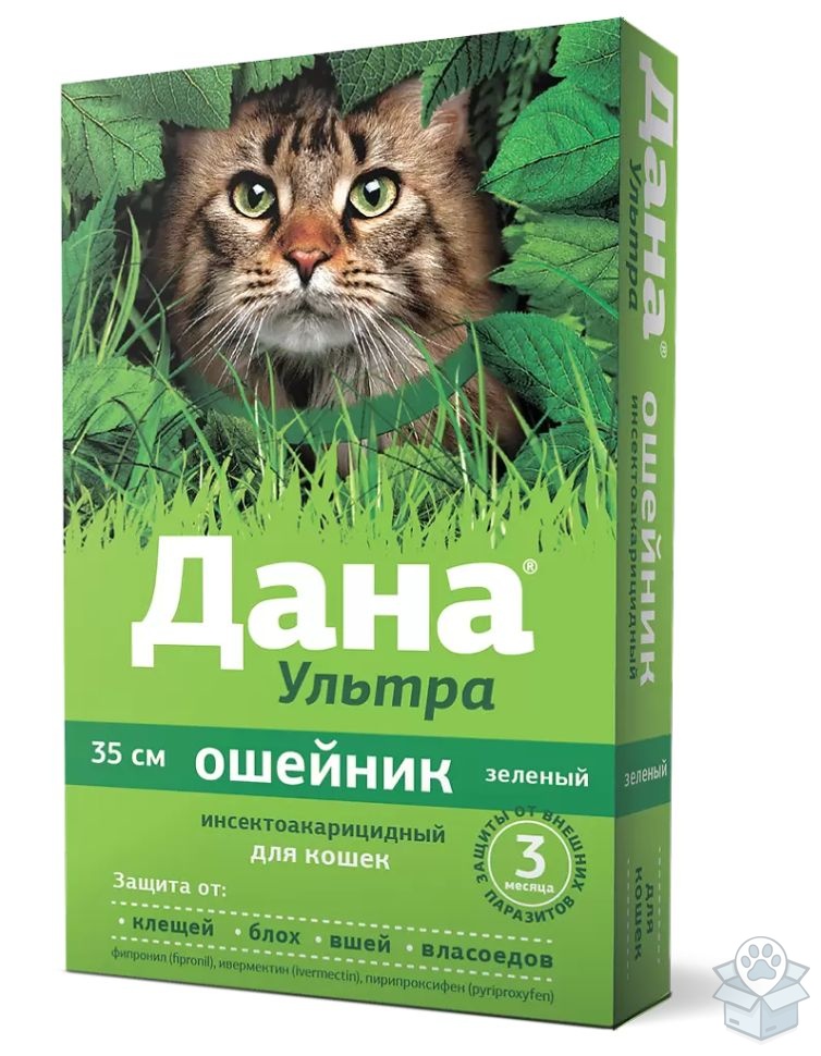 Apicenna: Дана Ультра, зеленый, ошейник для кошек, 35 см