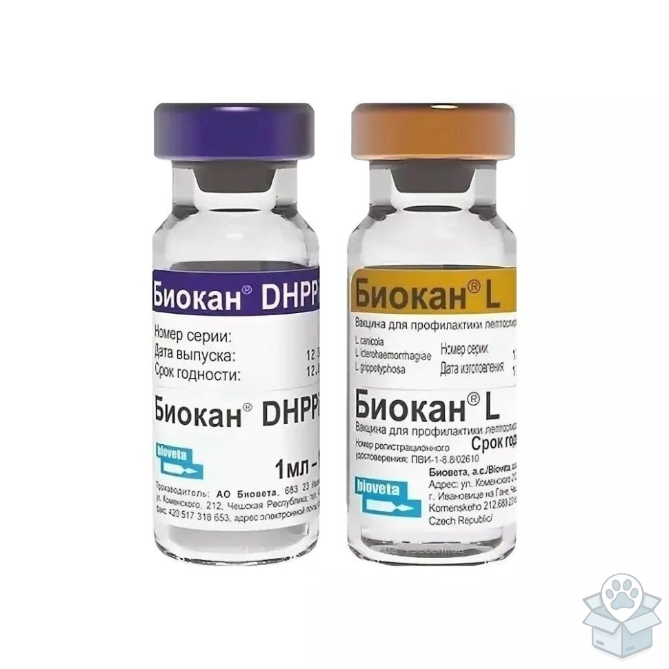Bioveta: Вакцина Биокан DHPPi+L для собак, 1 доза