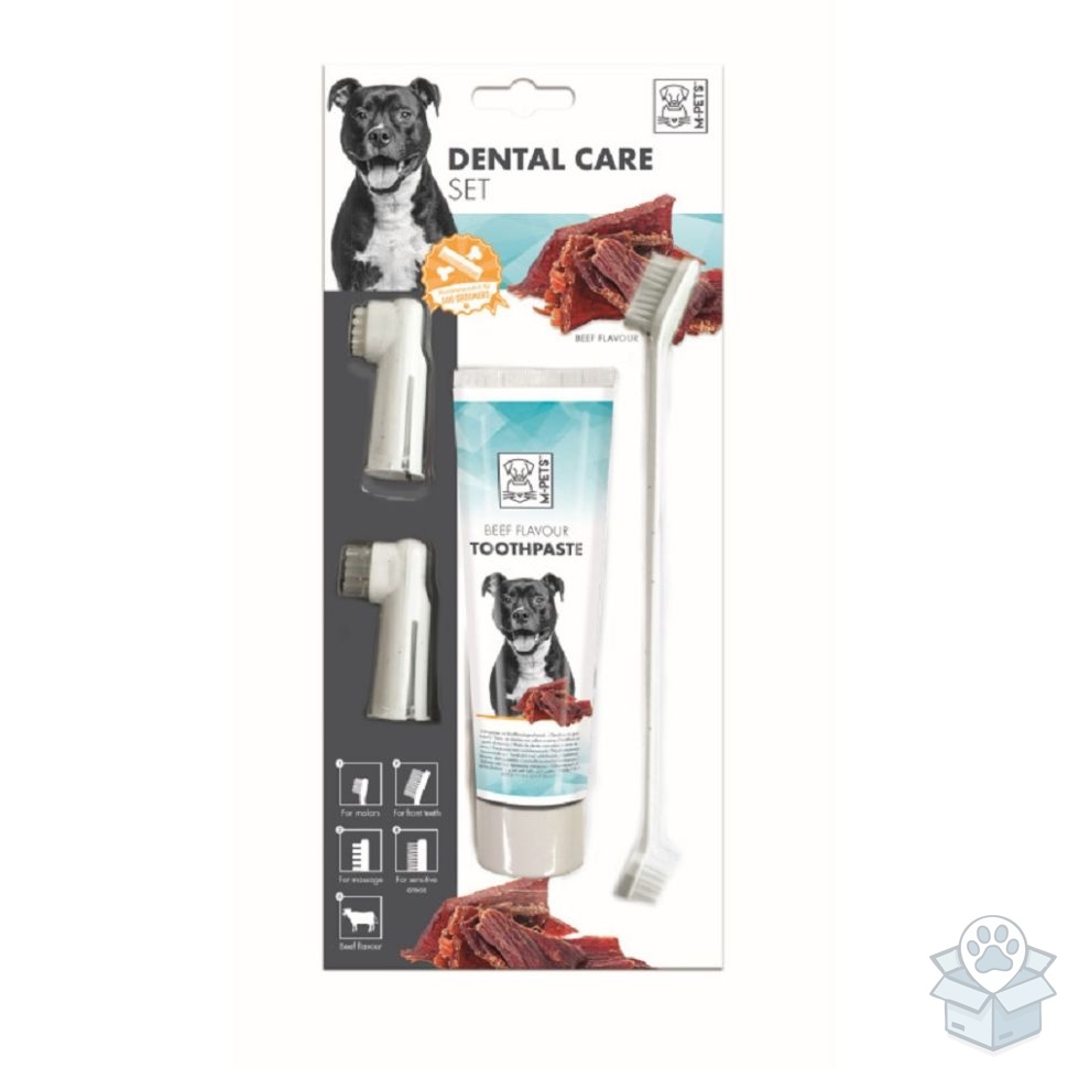 MPets Набор для ухода за зубами собак (паста 100мл, щётка, напальчники) с говядиной