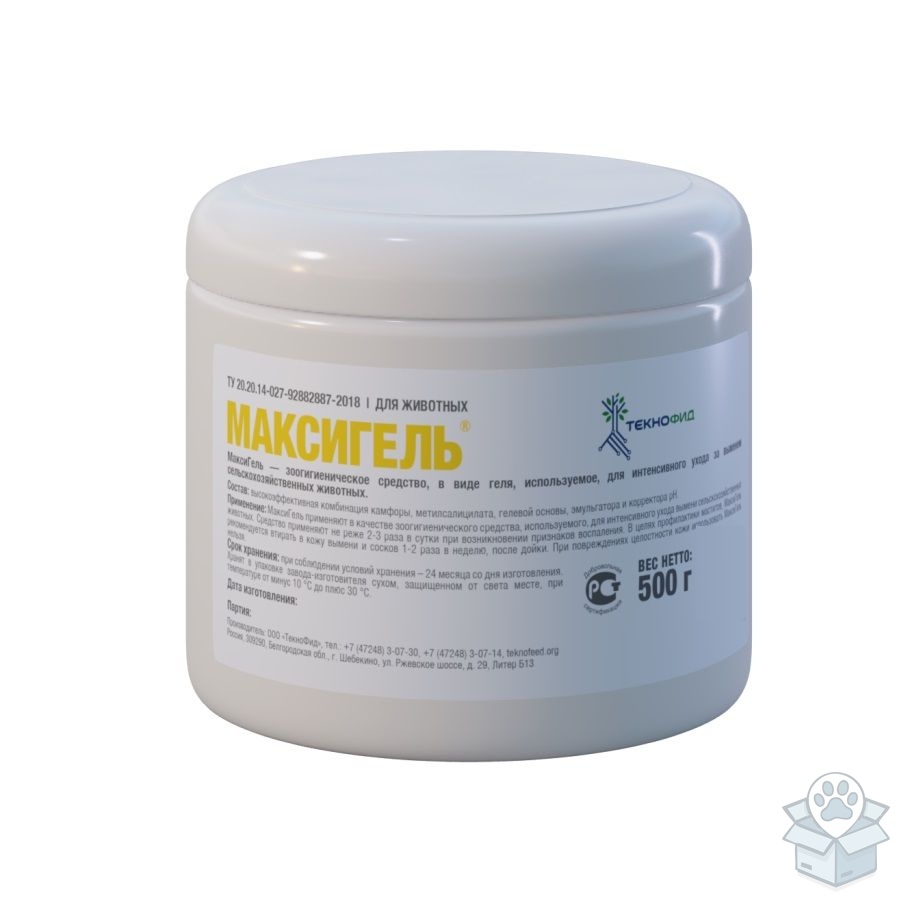 Текнофид: МаксиГель для ухода за выменем, от отечности суставов, от мастита, растяжек, пролежней, 500 гр