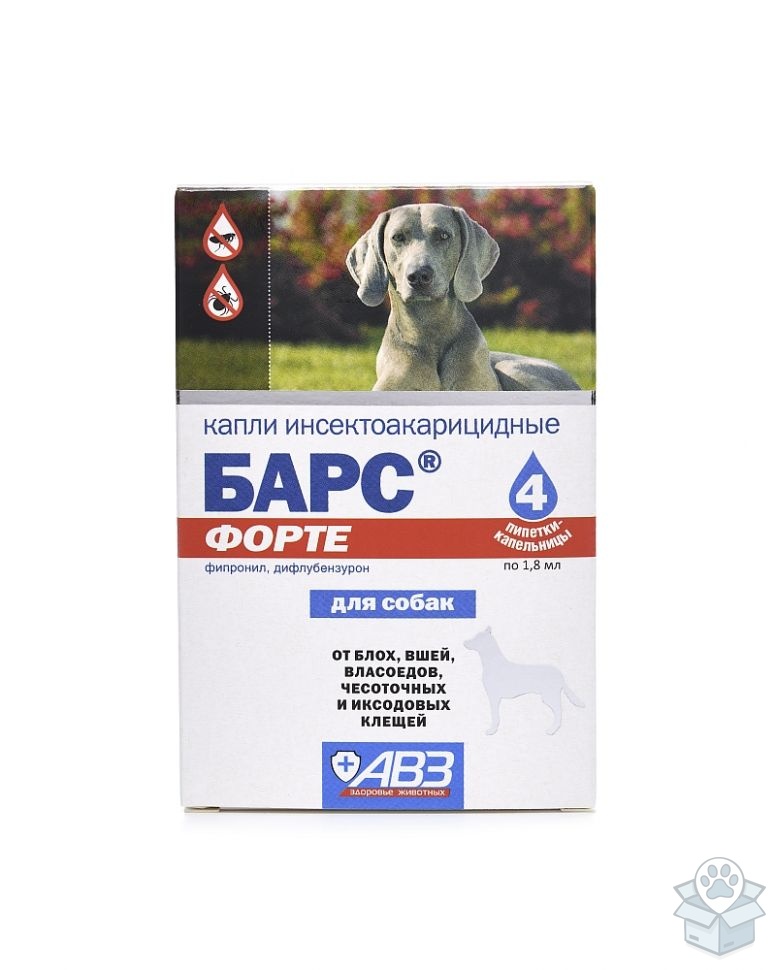 АВЗ: Барс Форте капли для собак, 4 пипетки/уп.