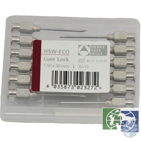 Henke-SAS: Луер Лок (Luer Lock) Иглы многоразовые Eco Henke 1,5 * 30 мм 30/15, 12 шт./уп, цена 1 шт.