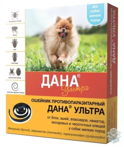 Апи-Сан: Дана, ошейник от блох и клещей для щенков и собак мелких пород, 40 см