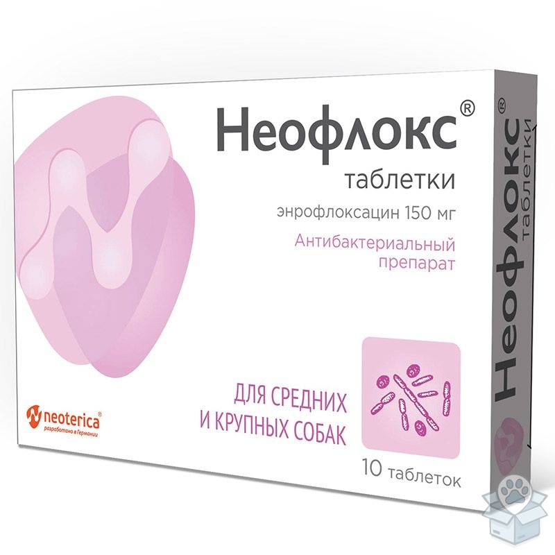 Экопром: Неофлокс, таблетки для собак средних и крупных пород, 10 табл./уп