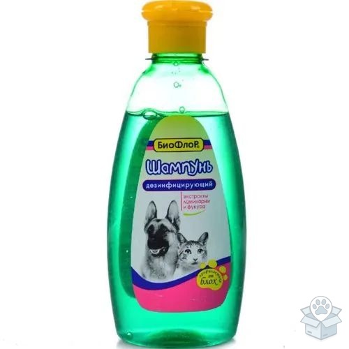 Биофлор: Дезинфицирующий шампунь от блох, для кошек и собак , 245 мл