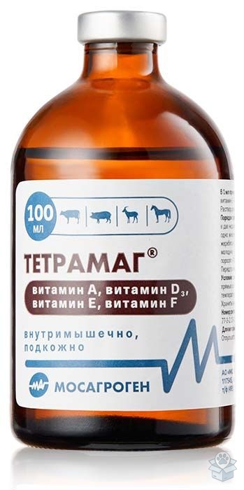 Мосагроген: Тетрамаг, масляный раствор витаминов, 100 мл