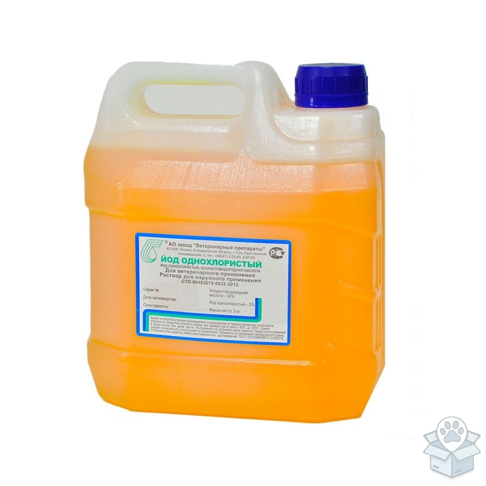 Завод Ветеринарные препараты: Йод однохлористый, канистра, 3 л