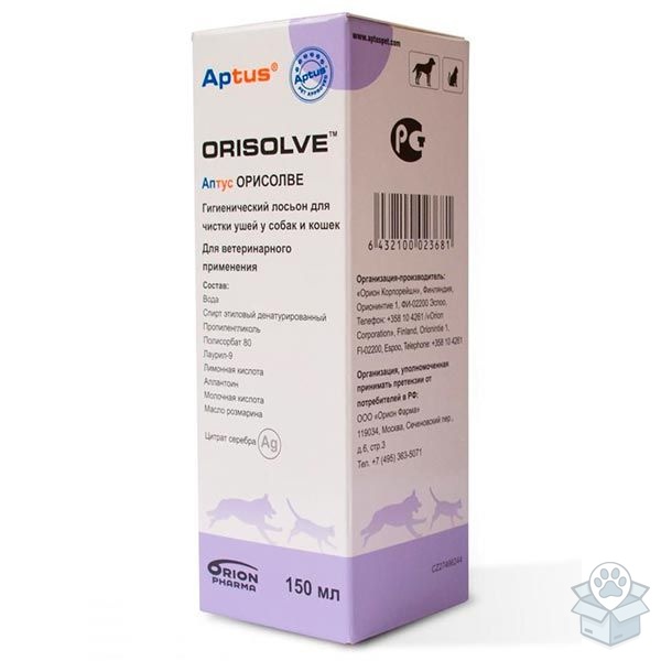Орион-Фарма: Аптус Орисолве, лосьон для ушей, для собак и кошек, 150 мл