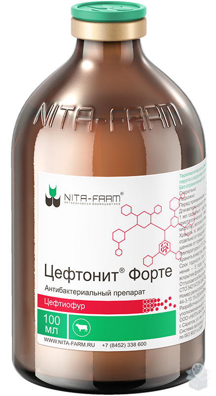 Nita farm: Цефтонит форте, раствор для инъекций, для КРС, 100 мл