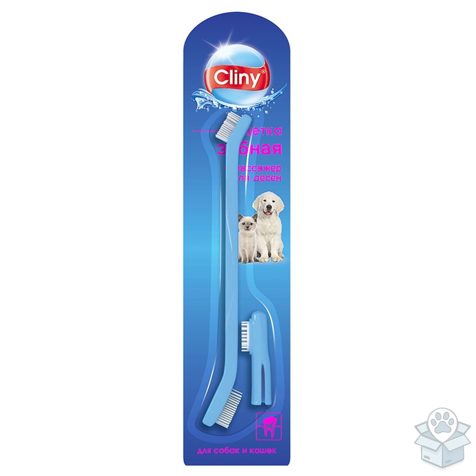 Экопром: Cliny Зубная щетка, с массажером для десен, для собак и кошек