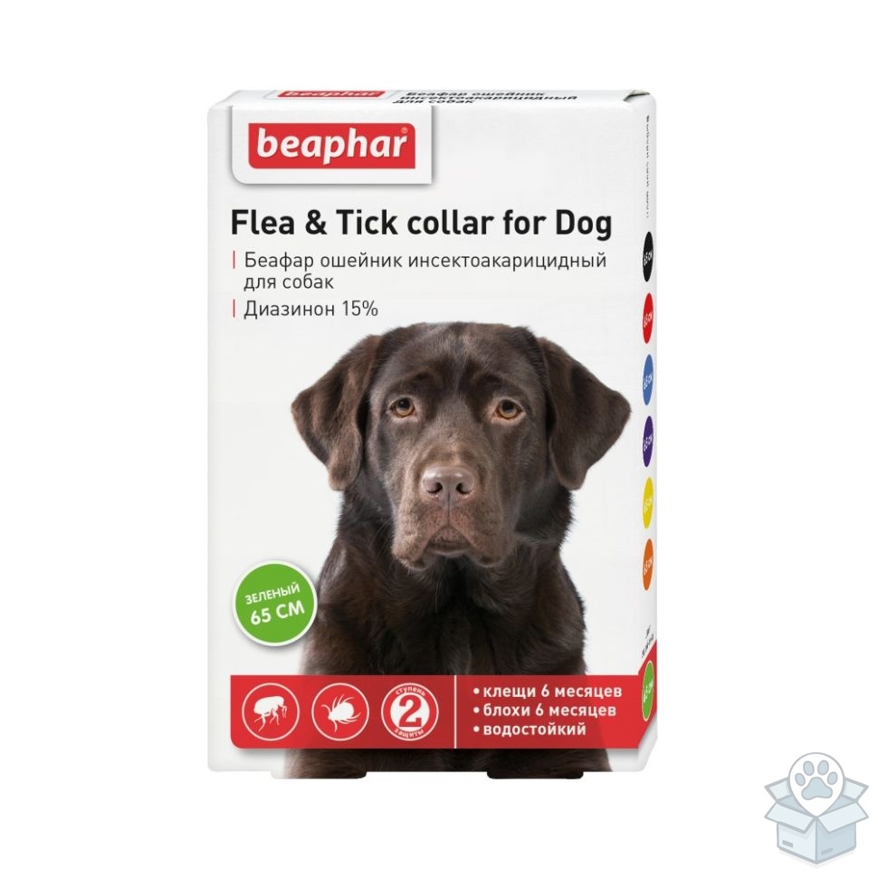 Beaphar: Flea & Tick collar for Dog ошейник от блох и клещей для собак, зеленый, 65 см