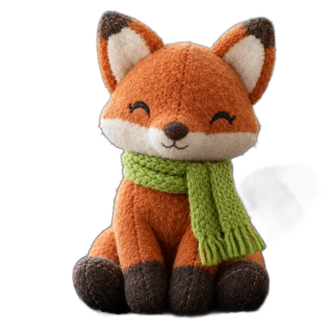 Soft plush toy fox: fuzzy fabric, embroidered eyes, visible — изображение нейросети GPT Image 2.5