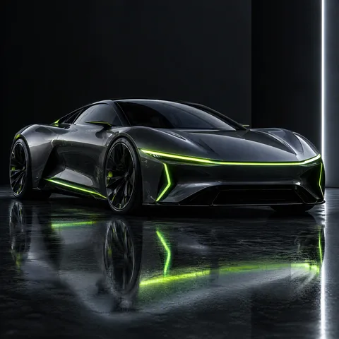Futuristic electric sports car concept, smooth graphite body — изображение нейросети GPT Image 2.5