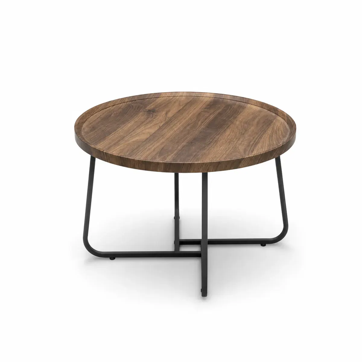 Круглый низкий walnut на чёрном sled-каркасе