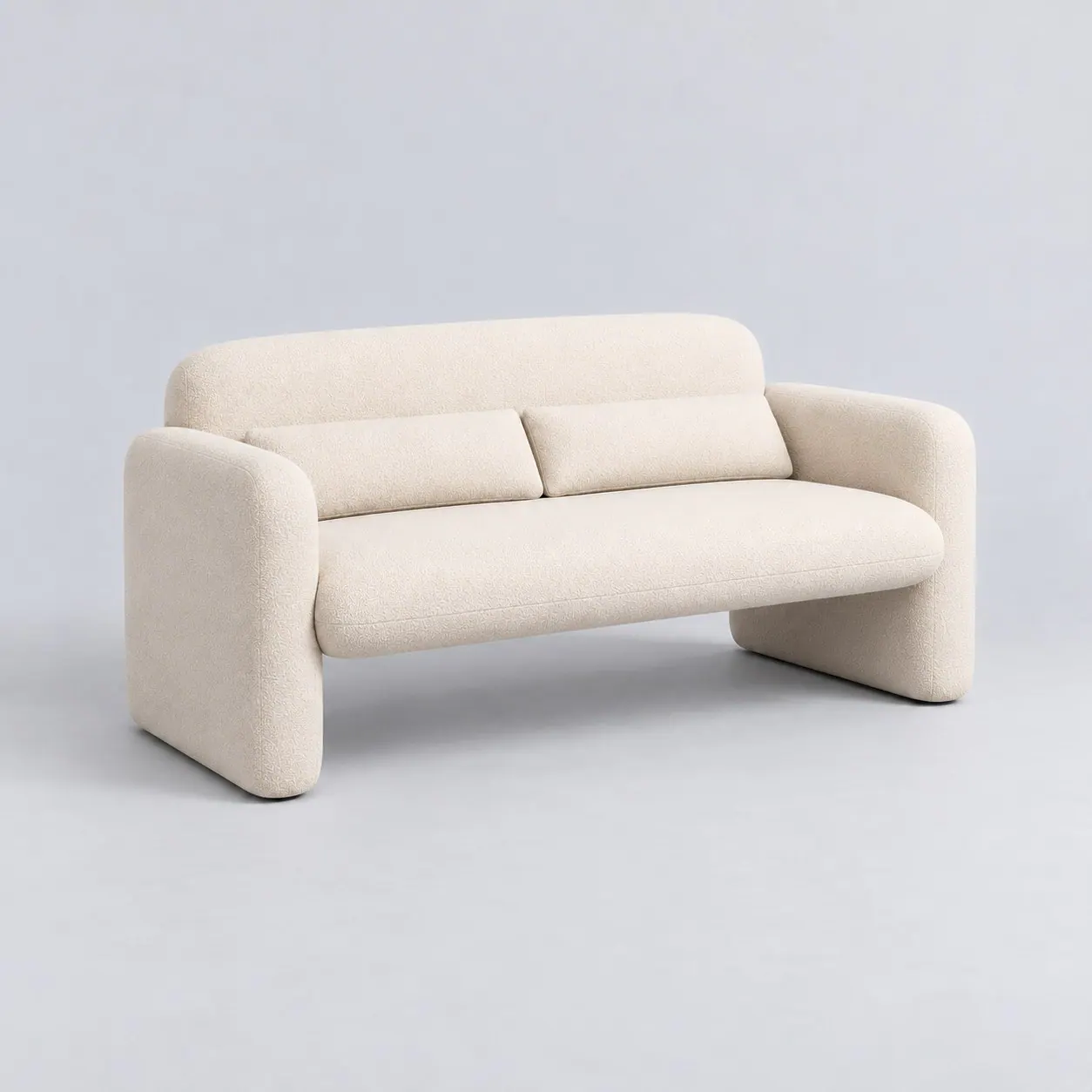 Кремовый bouclé loveseat с округлыми подлокотниками