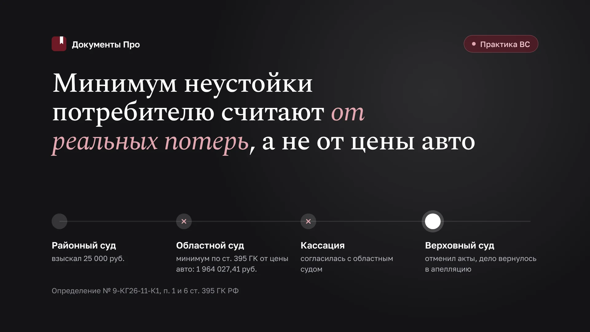 Предел снижения неустойки потребителю по ст. 395 ГК: 9-КГ26-11-К1