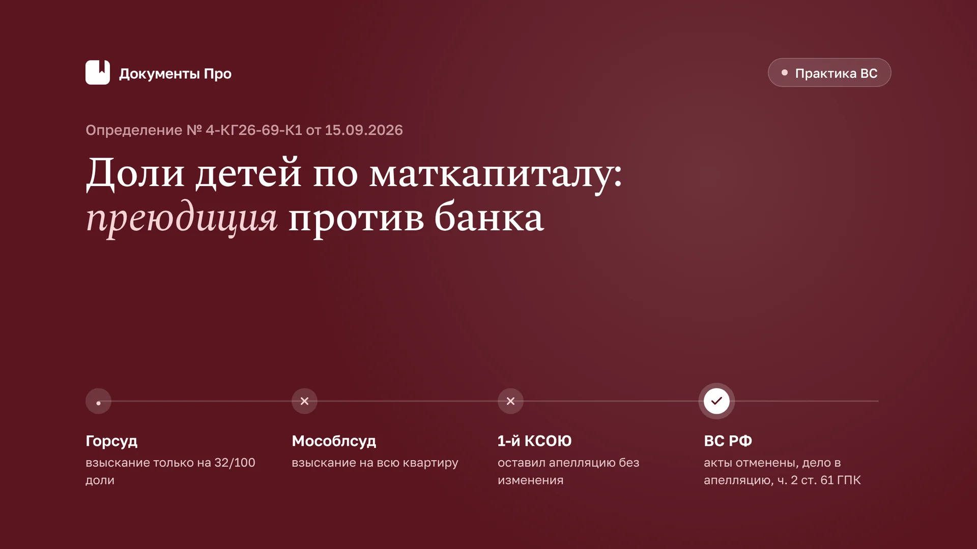 Взыскание на доли детей по маткапиталу: преюдиция ч. 2 ст. 61 ГПК
