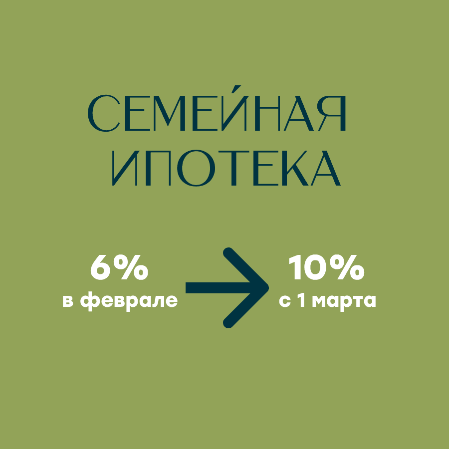 Живой комплекс - семейная ипотека 6% только в феврале!