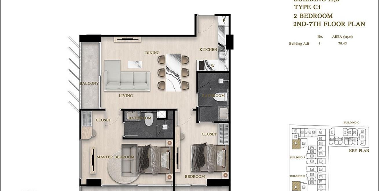 2-комнатная квартира 78 м² в Паттайе