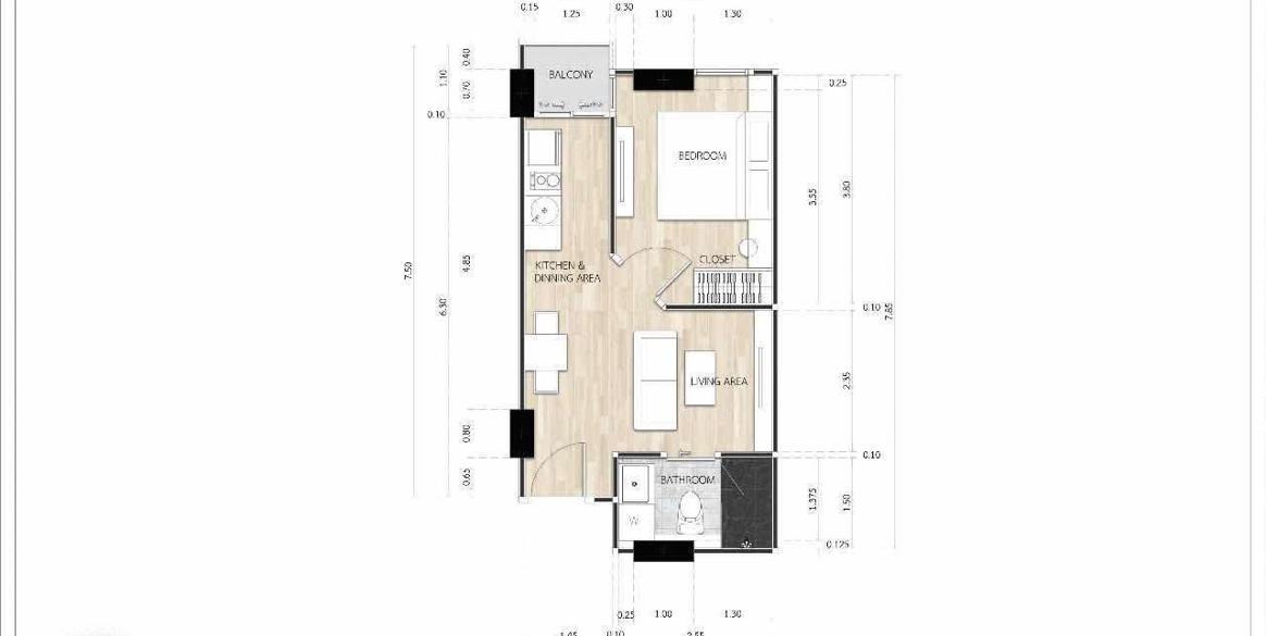 1-комнатная квартира 31 м² в Паттайе