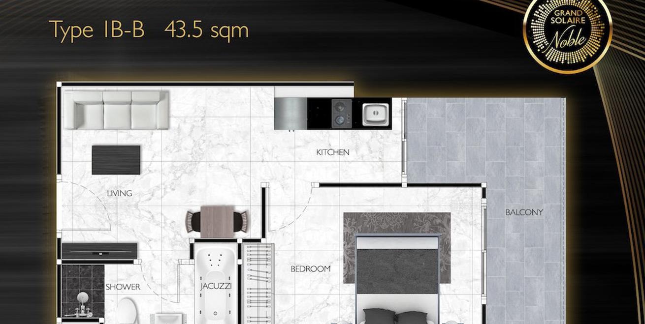 1-комнатная квартира 44 м² в Паттайе