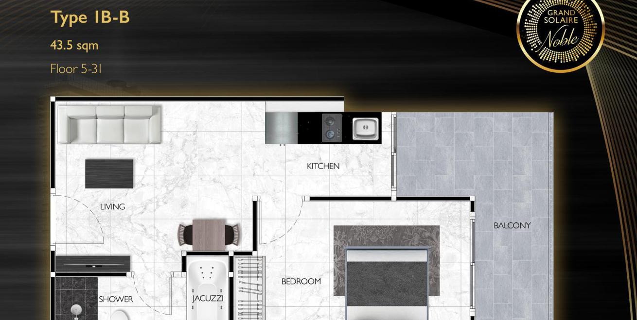 1-комнатная квартира 44 м² в Паттайе