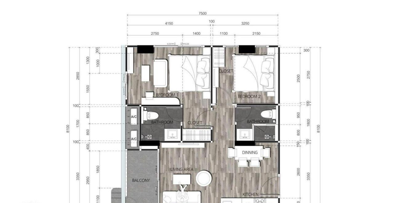 2-комнатная квартира 59 м² в Паттайе