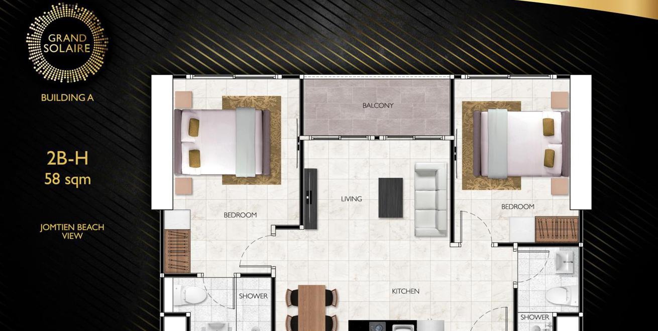 2-комнатная квартира 58 м² в Паттайе