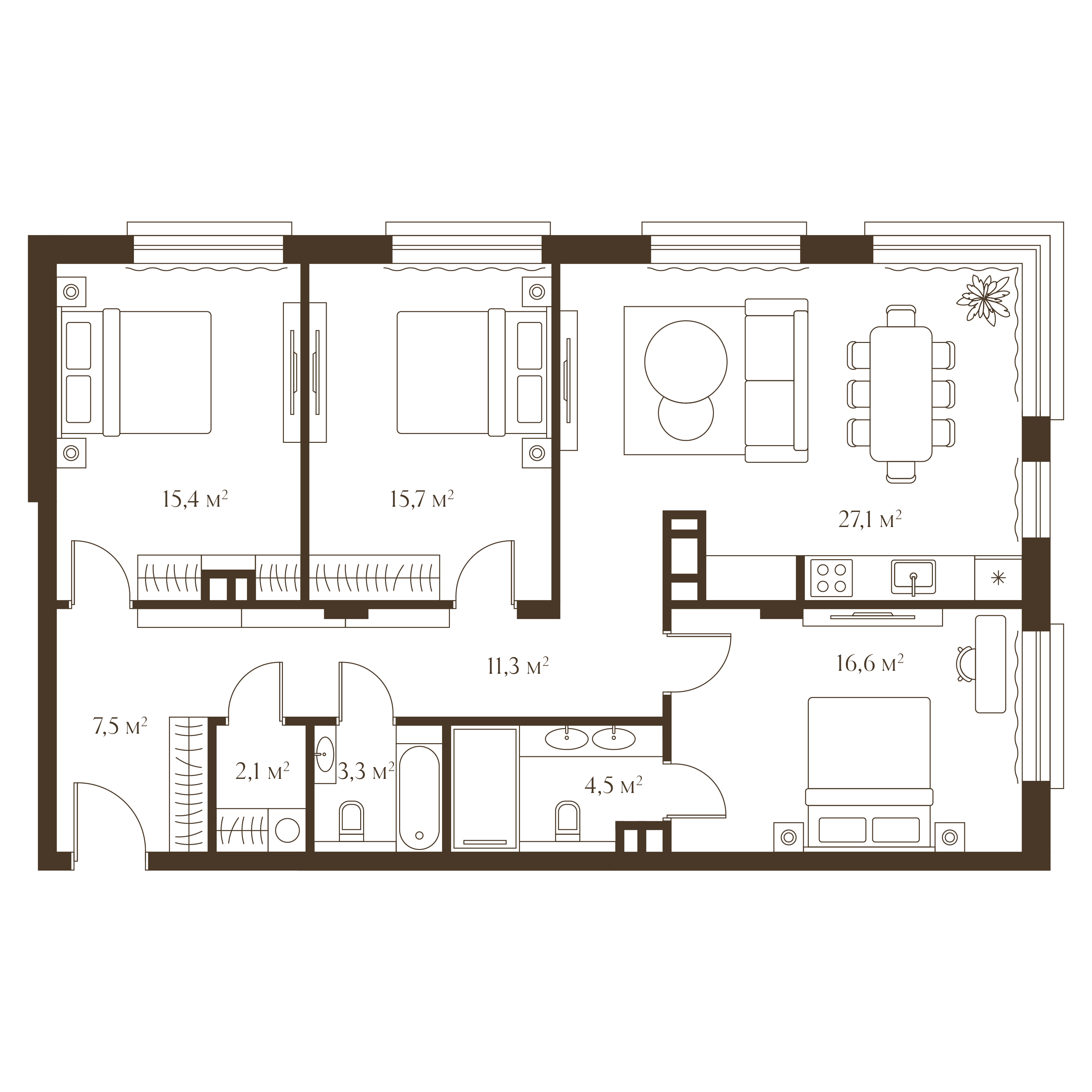 Планировка квартиры 106.2 м²