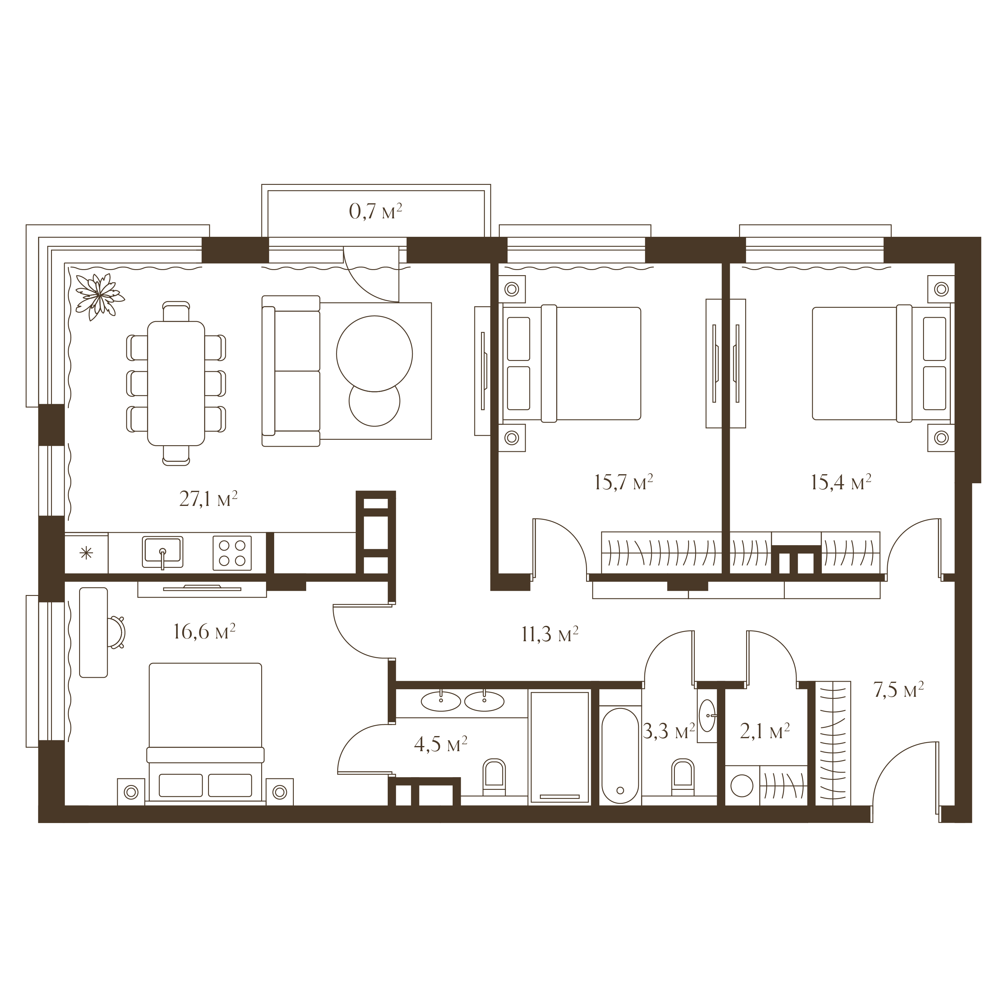 Планировка квартиры 106.8 м²
