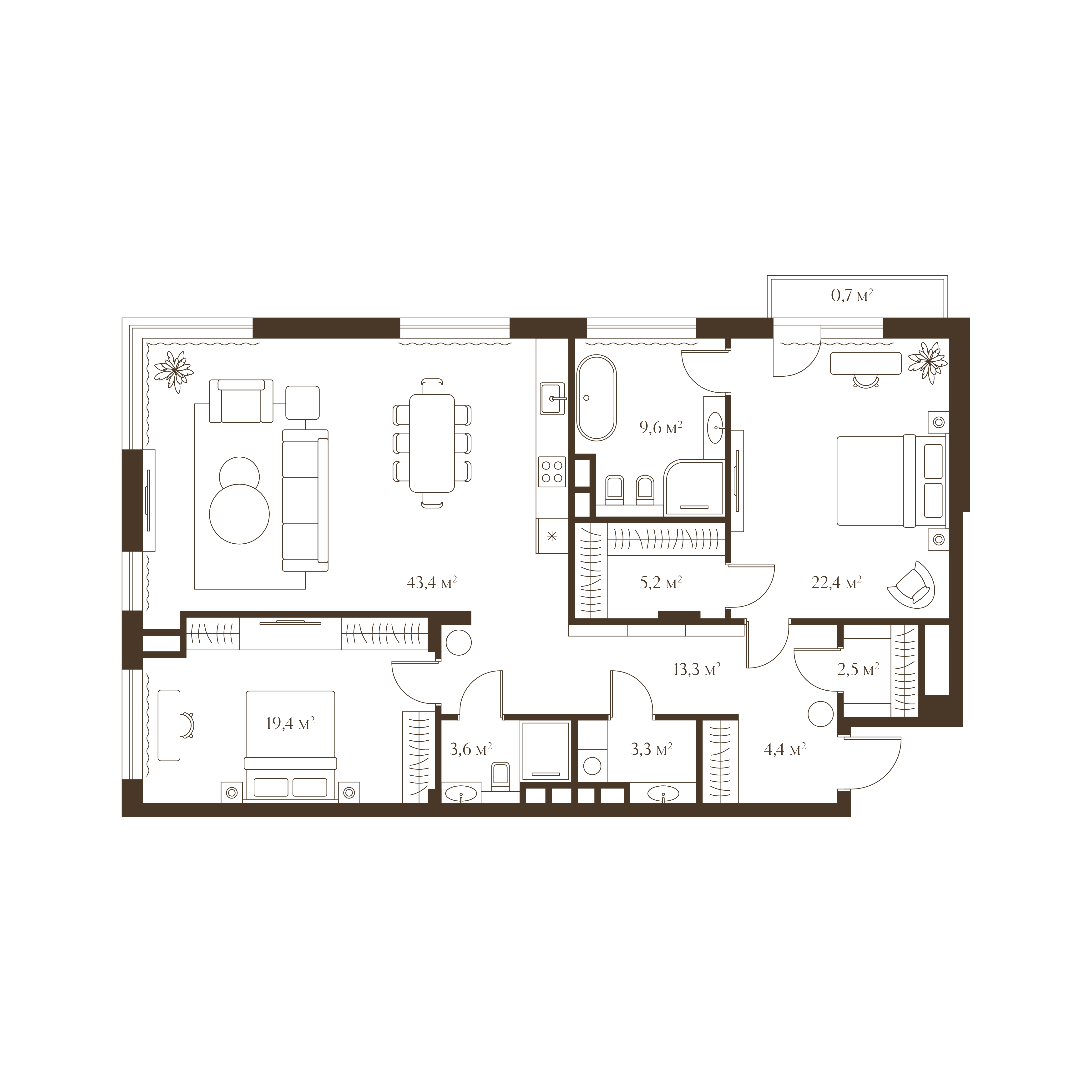 Планировка квартиры 127.1 м²