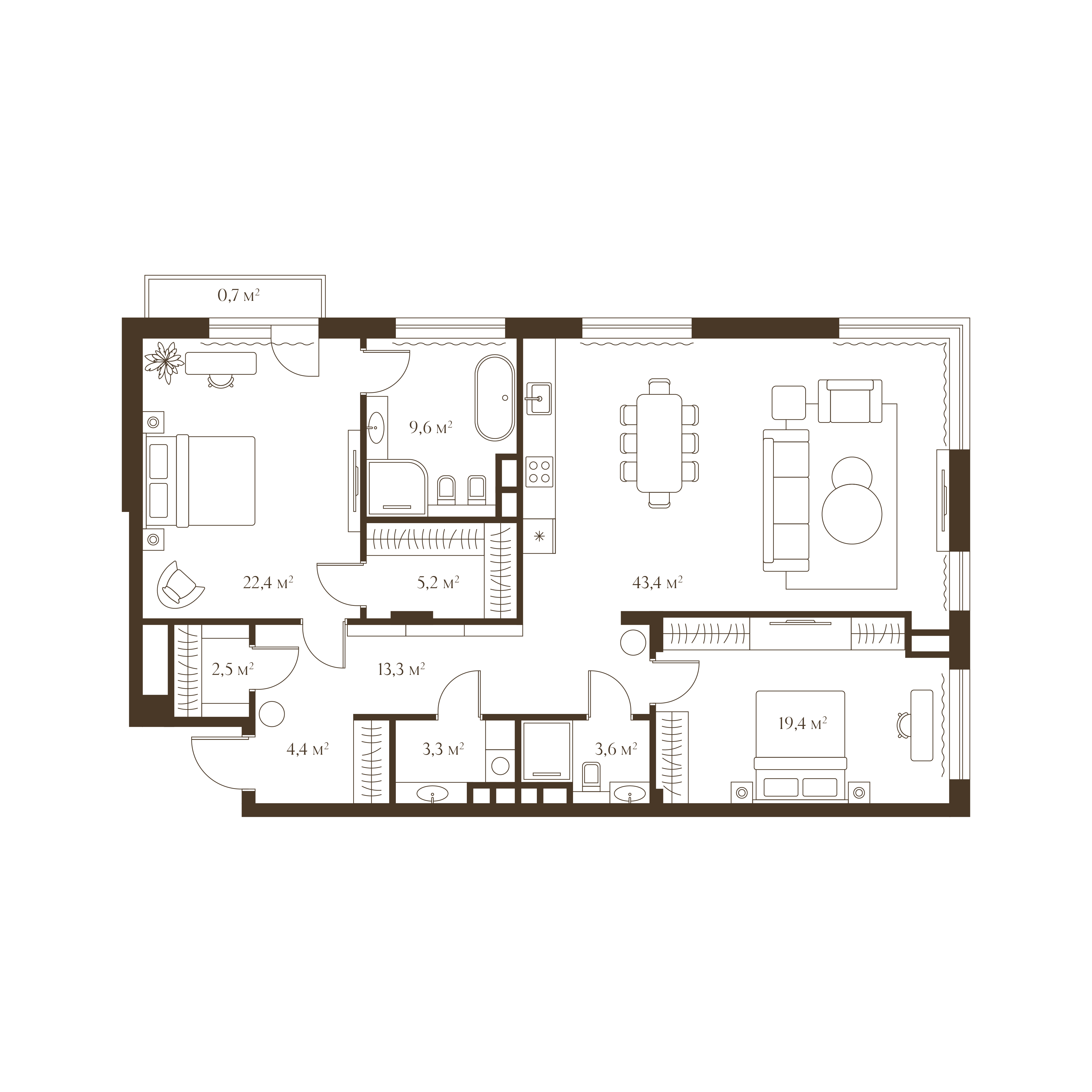 Планировка квартиры 127.1 м²