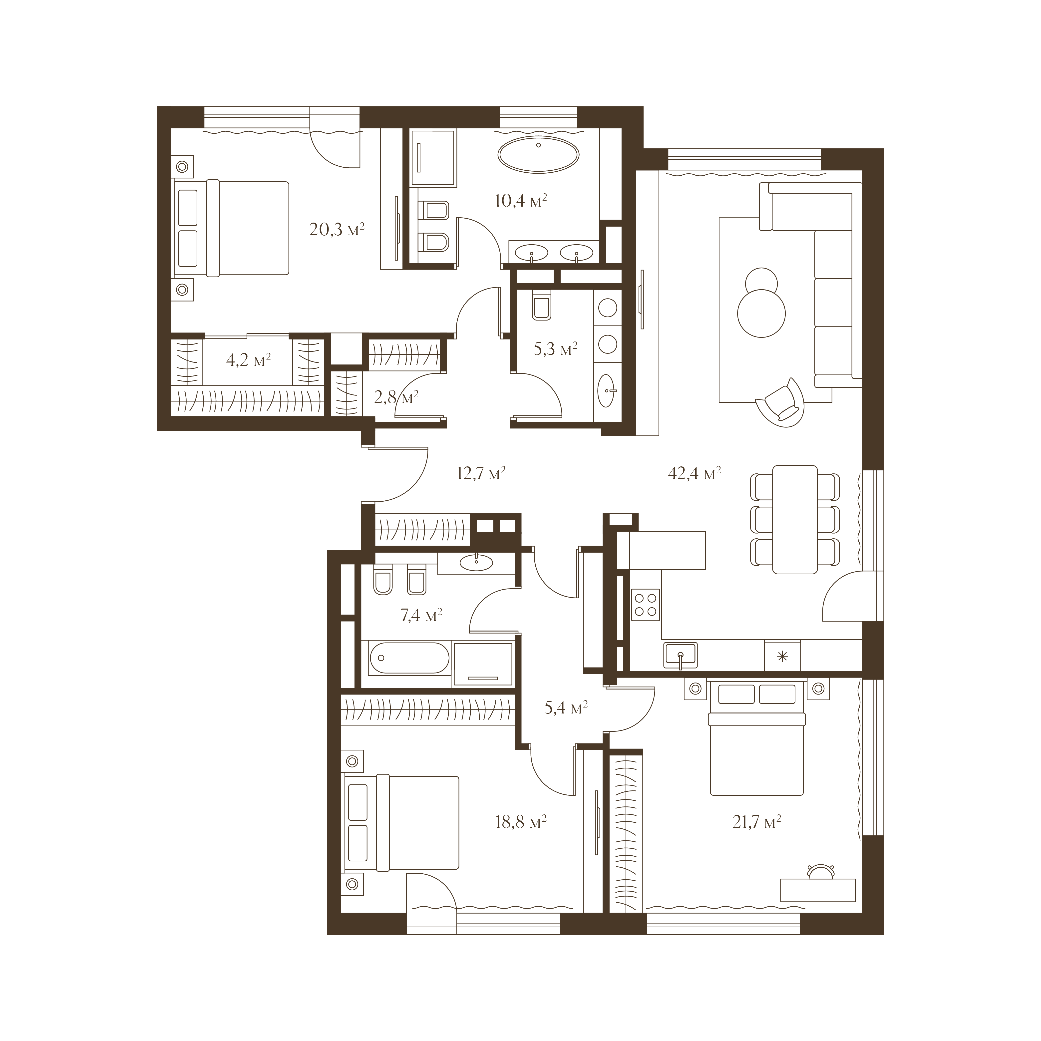 Планировка квартиры 151.4 м²