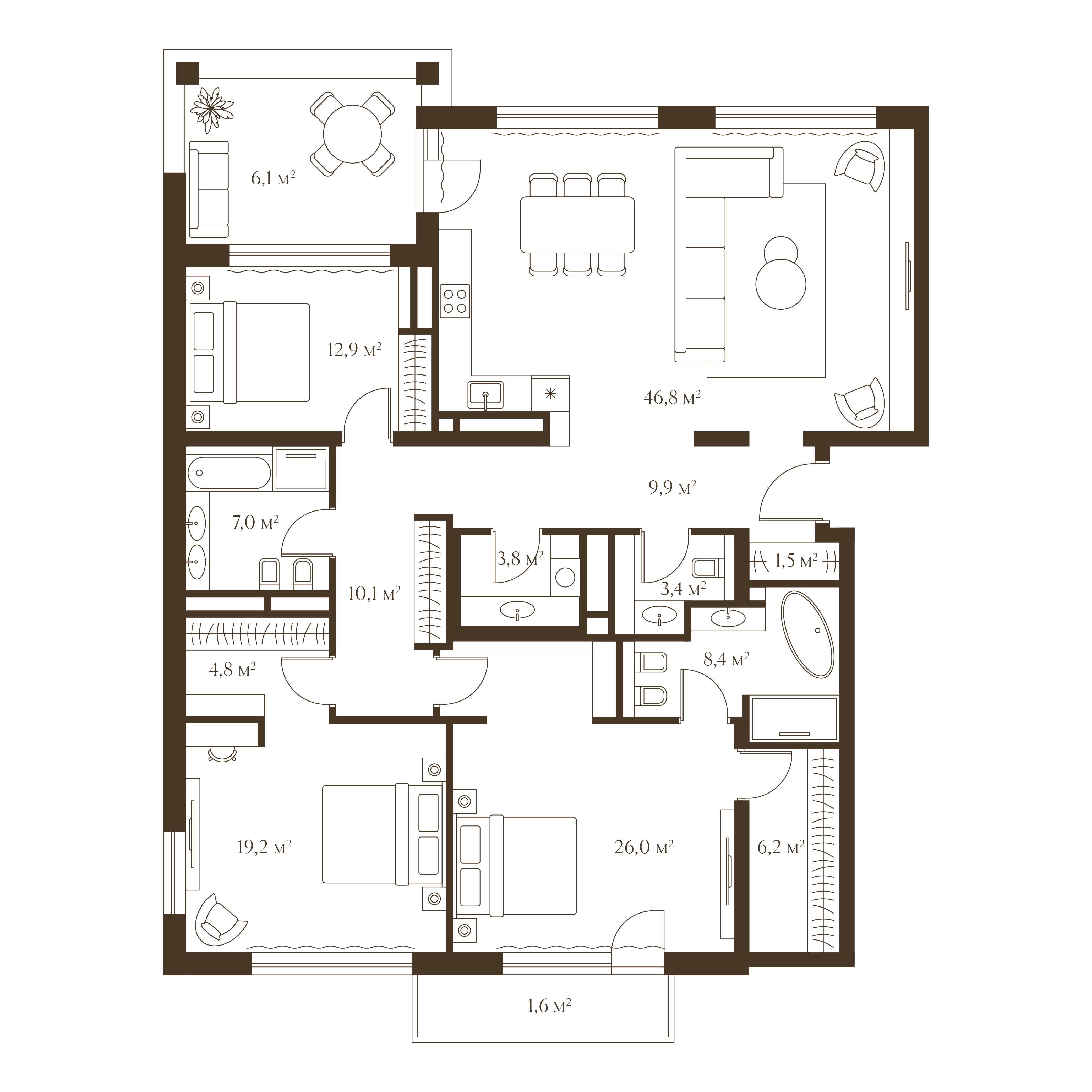 Планировка квартиры 167.8 м²
