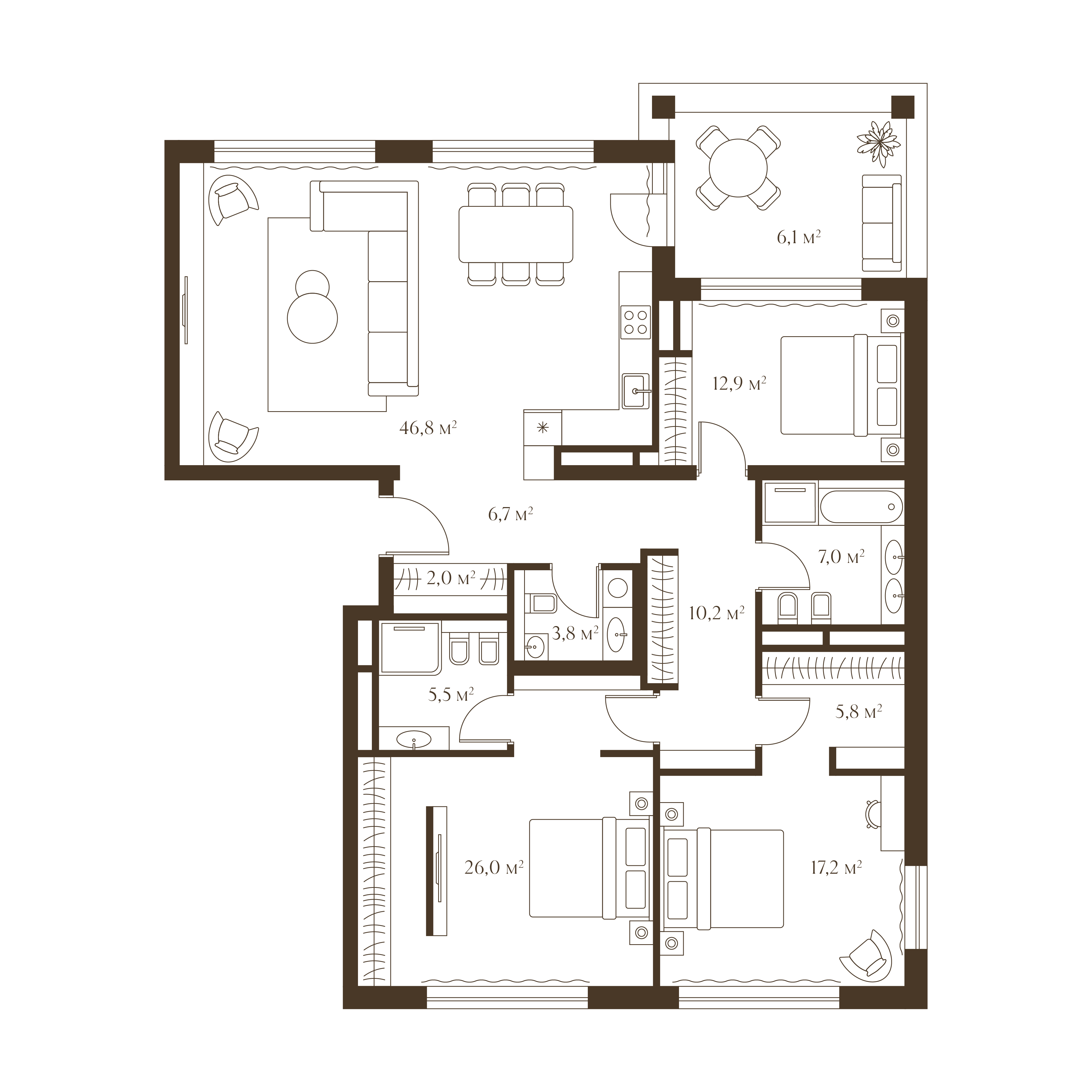 Планировка квартиры 150 м²