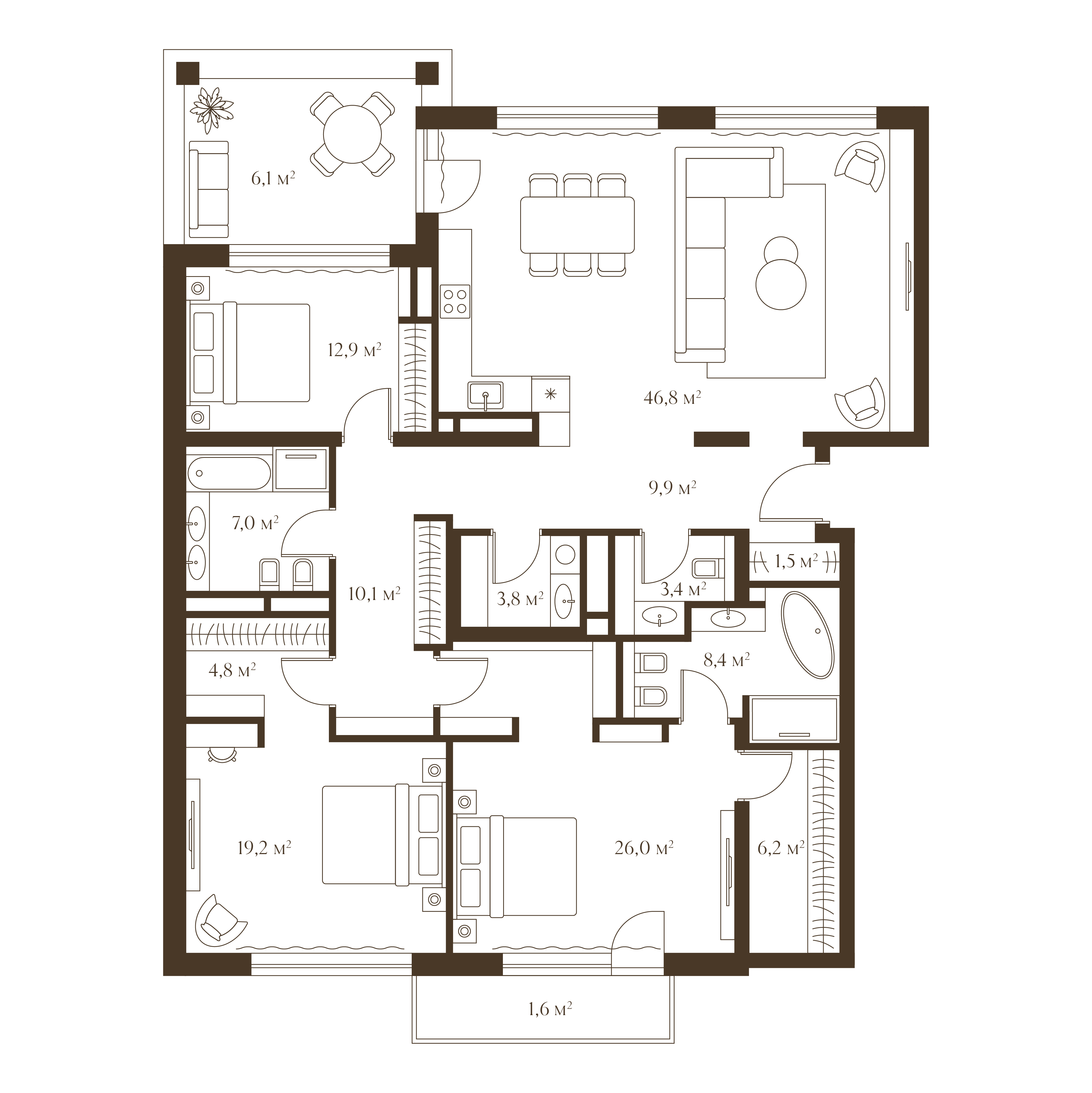 Планировка квартиры 167.7 м²