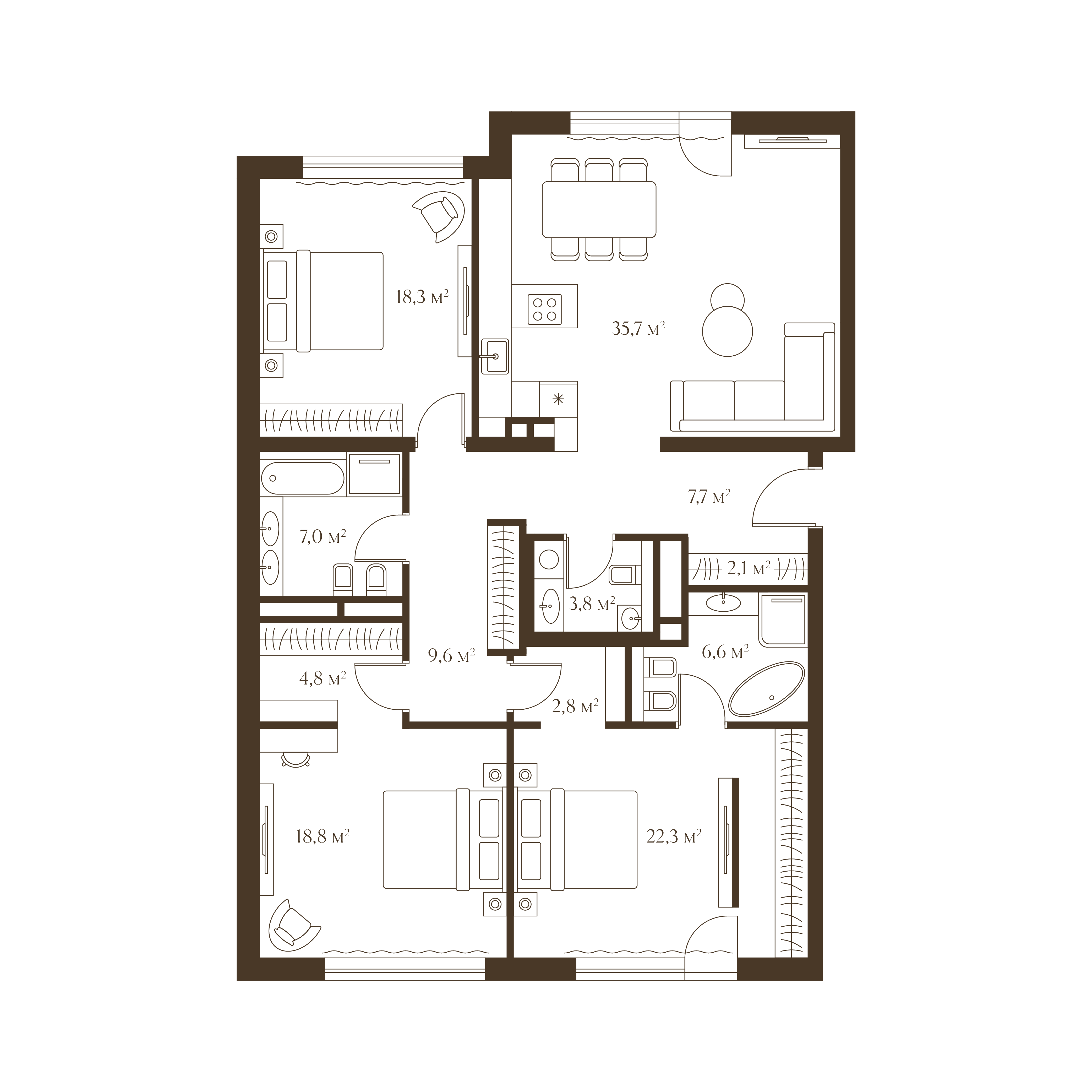 Планировка квартиры 139.5 м²