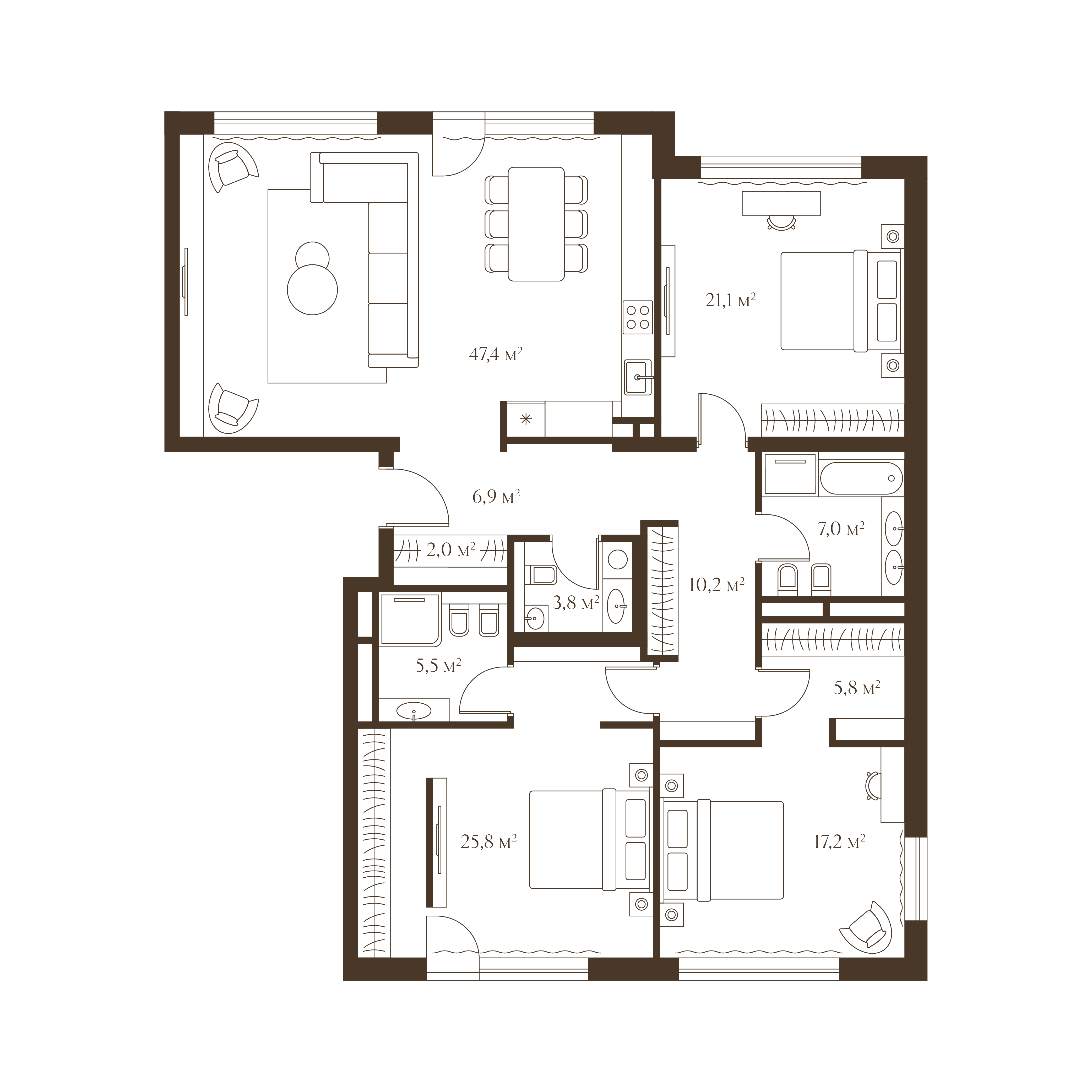 Планировка квартиры 152.7 м²