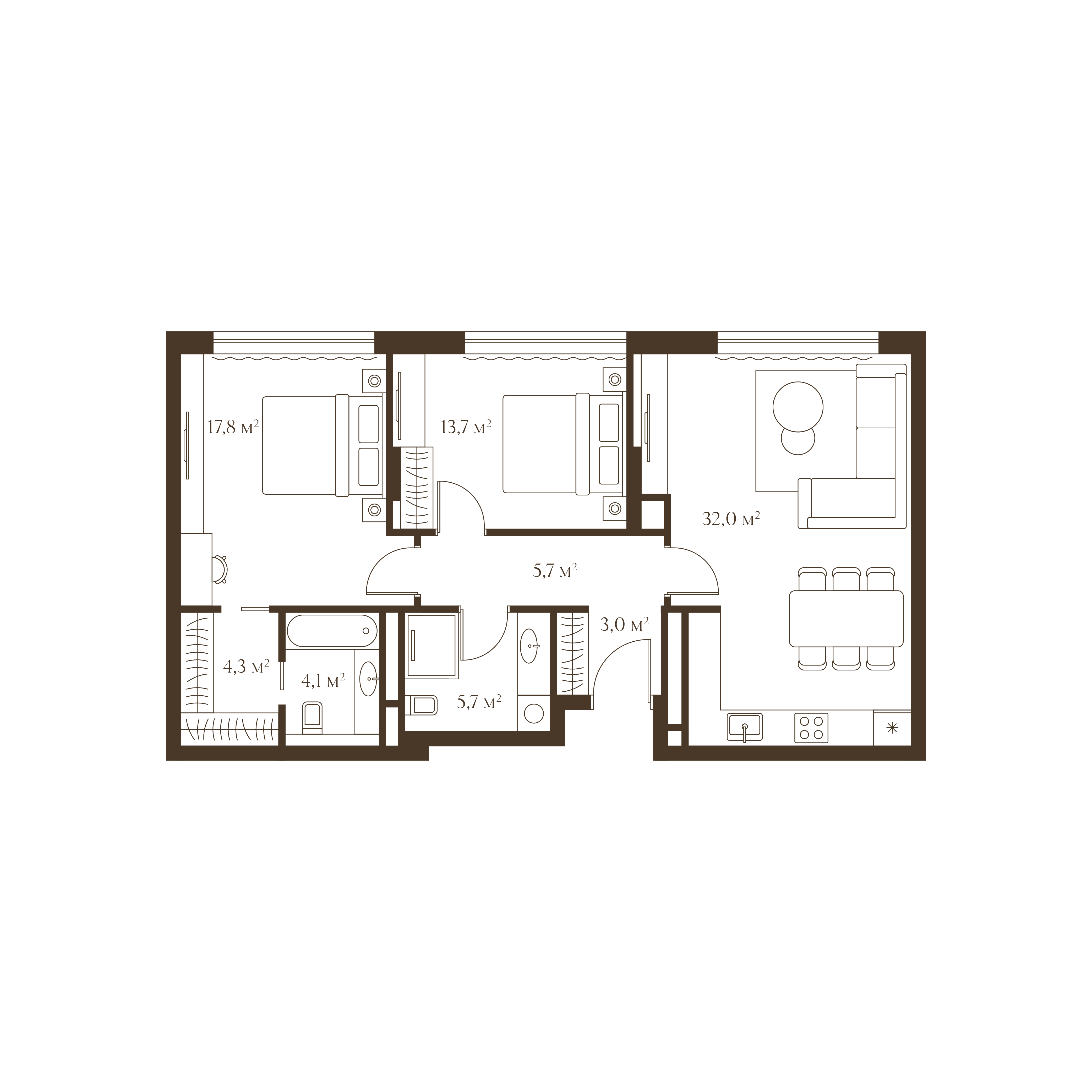 Планировка квартиры 86.3 м²