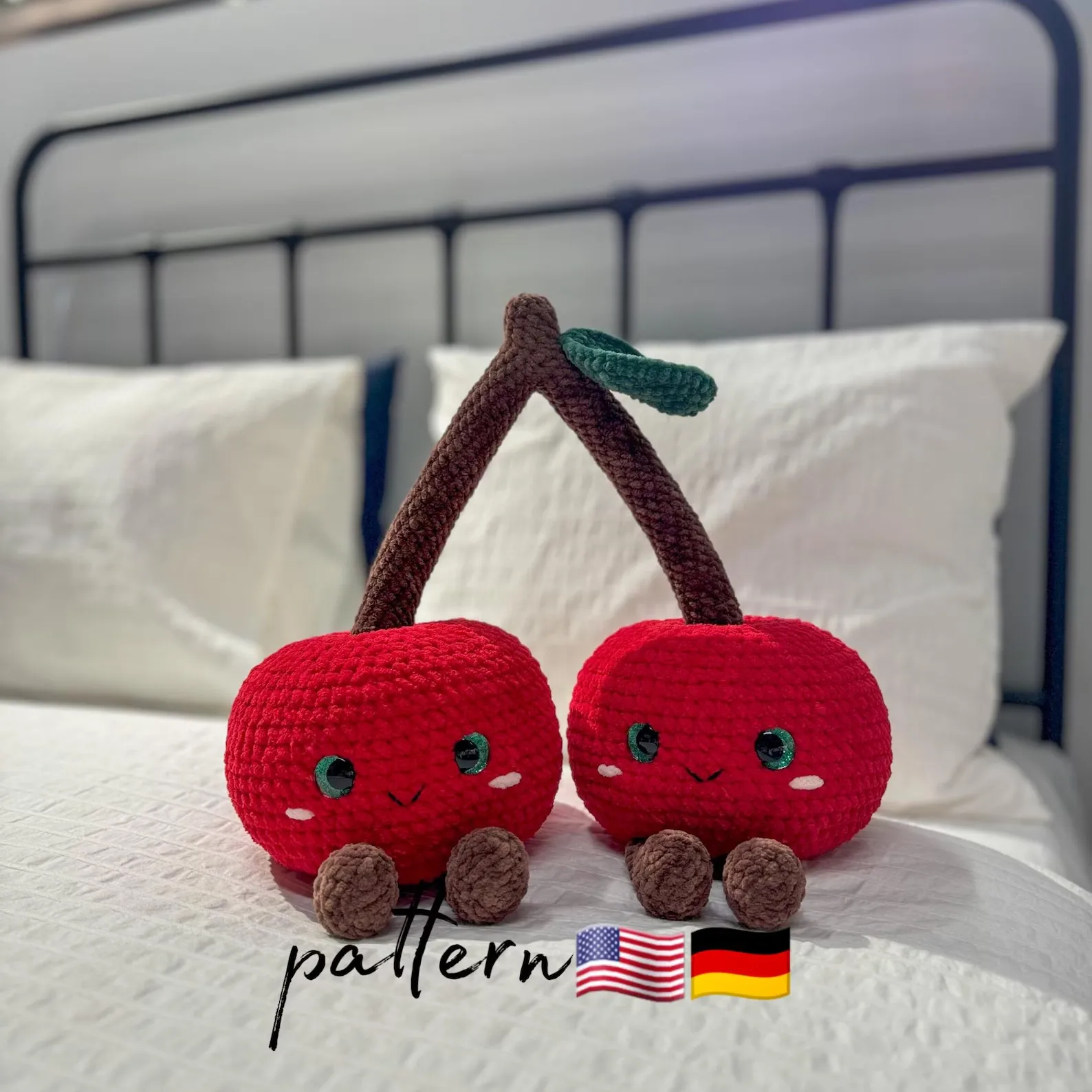 Cherry Crochet Pattern: DIY Amigurumi Plush Pillow (PDF). Crochet pillow pattern. Amigurumi crochet plush decorative pillows. Handmade gifts