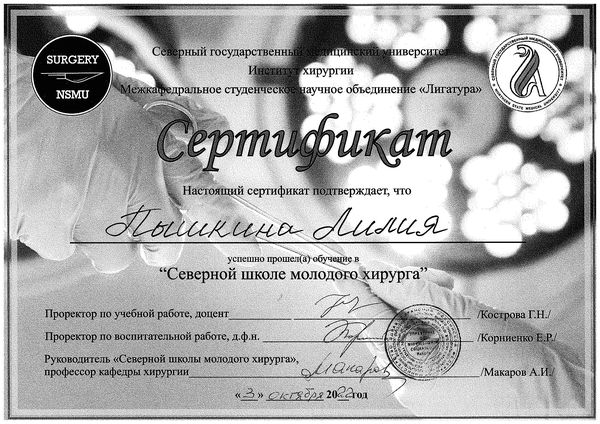 Документ — Пышкина Лилия Алексеевна