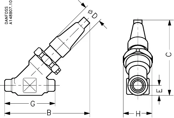 Danfoss 148B5011 — Запорный клапан SVA-S 6 D STR CAP