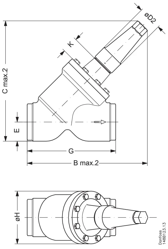 Danfoss 148B6211 — Запорный клапан SVA-S 150