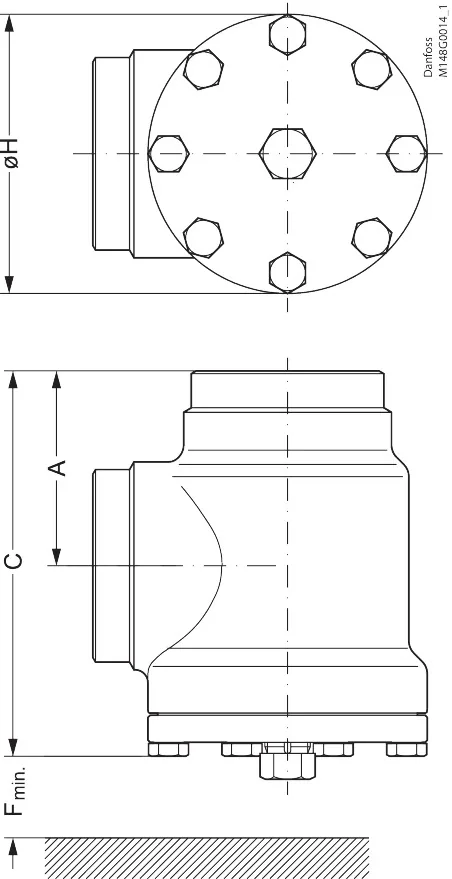 Danfoss FIA Корпус фильтра 125 D ANG | 148B6105