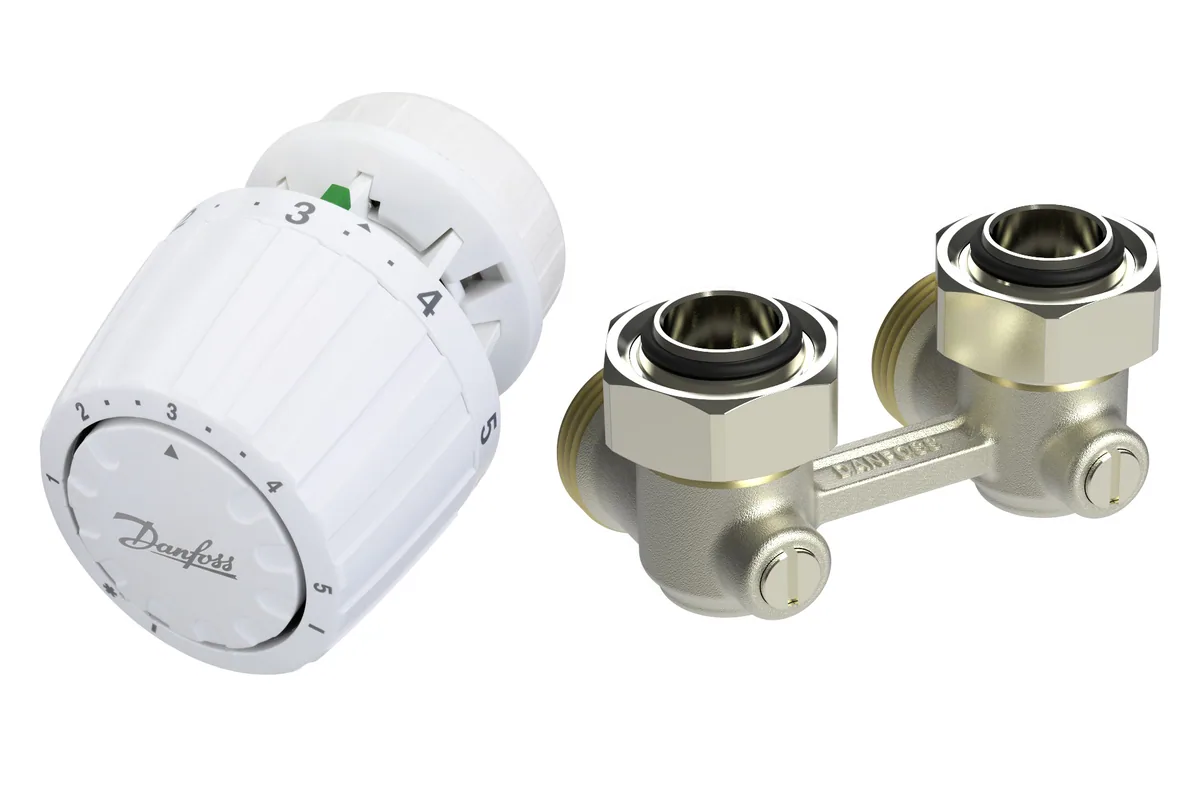 Комплект терморегулятора RLV-KB/RTR 7090 ДУ 20 | Danfoss 013G7225 Угловой