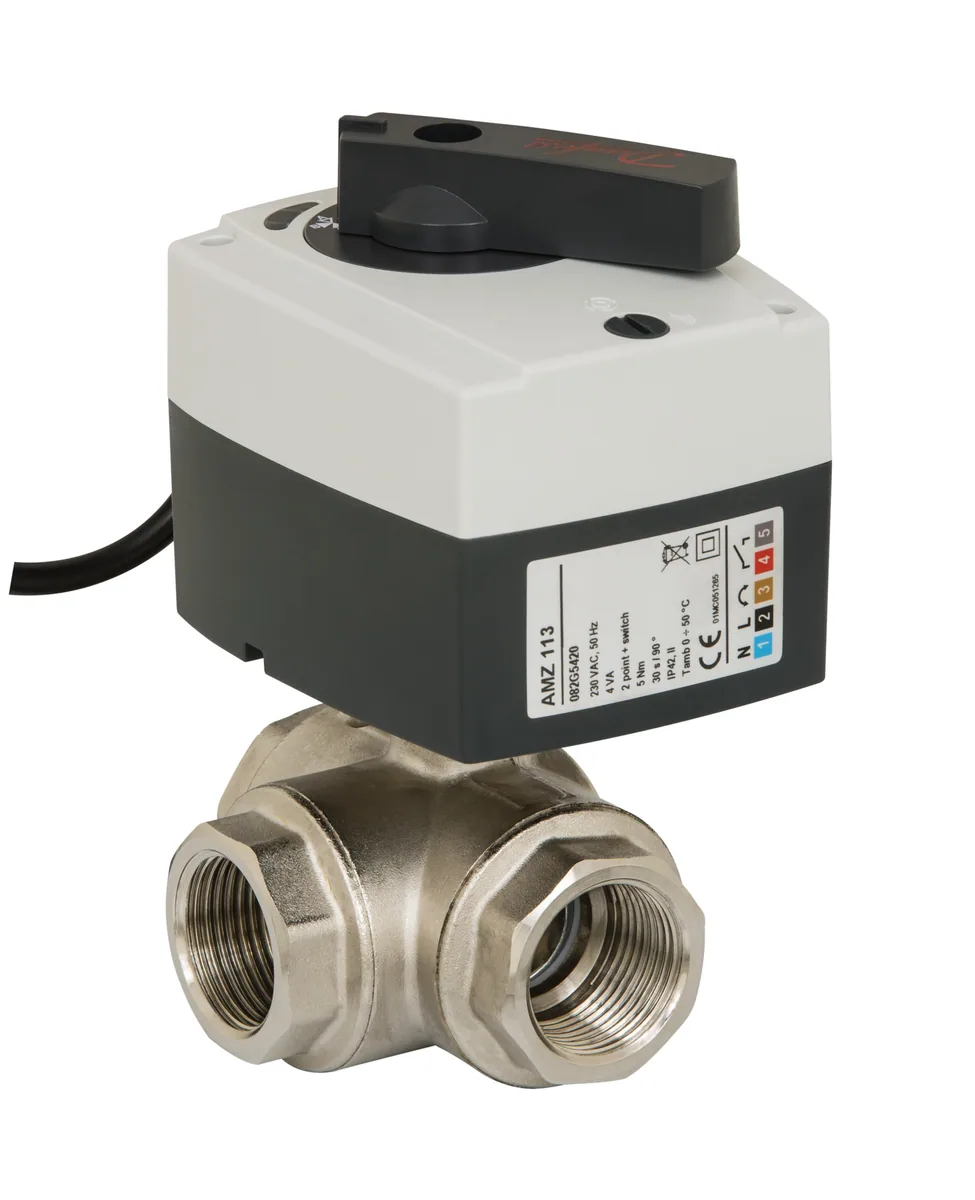 Кран шаровый трехходовой с э/приводом Danfoss AMZ-113 Ду20 230В 082G5419