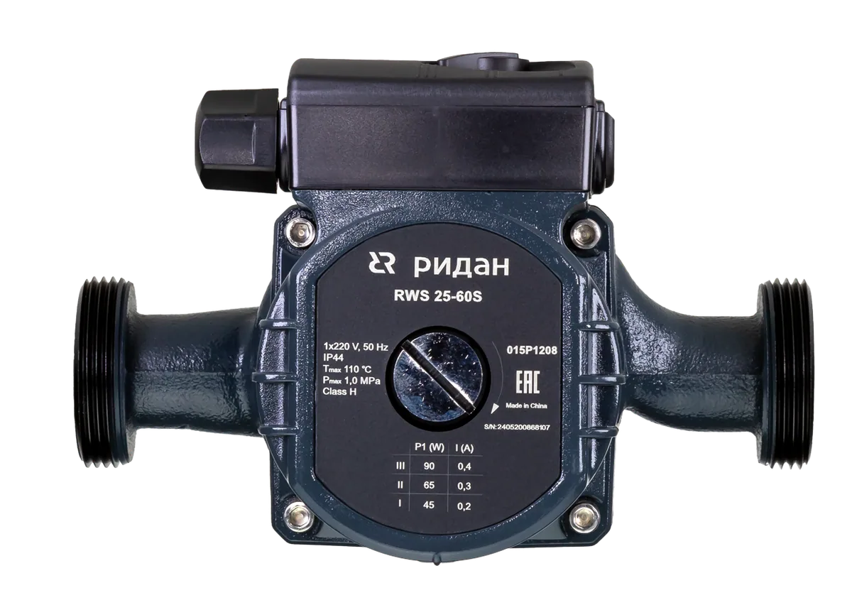 Ридан 015P1208 — Насос RWS 25-60S, DN 25, PN 10, длина 180 мм, присоединение — резьба